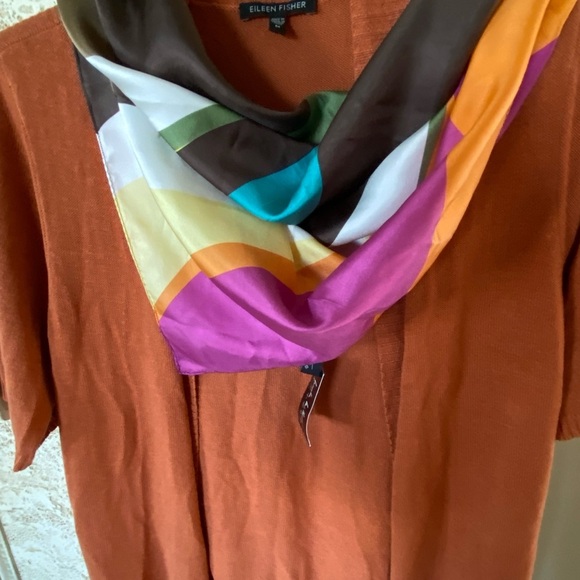 Eileen Fisher open cardigan size M in pumpkin color, cotton/silk blend - Picture 5 of 5